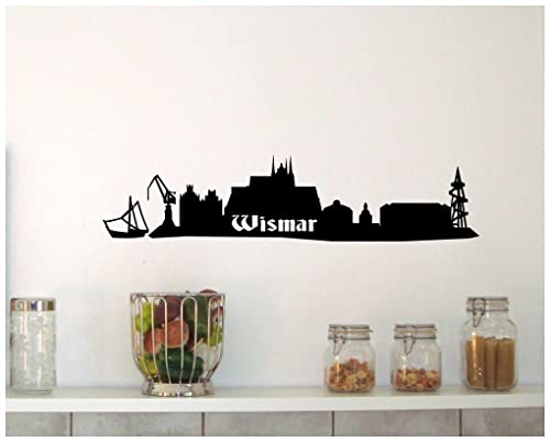 Wandsticker Wismar Skyline schwarz 30×7,1cm - 2