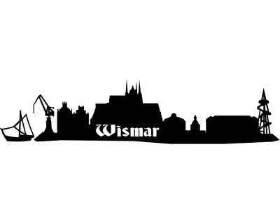 Wismar Wandtattoo Stadt Collage Wismar Wandsticker in 6 Größen und 19 Farben (120x28cm hellrot) - 2