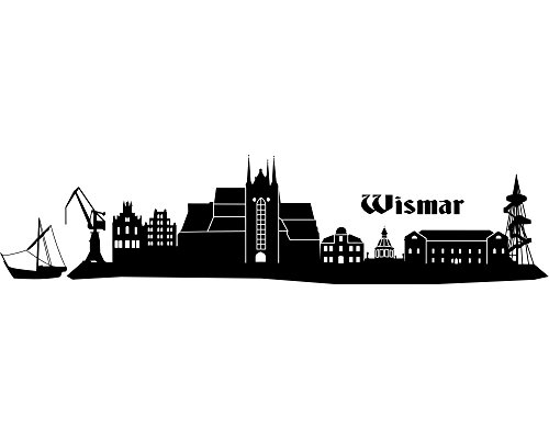 Wismar Wandtattoo Stadt Collage Wismar Wandsticker in 6 Größen und 19 Farben (120x28cm hellrot) - 6
